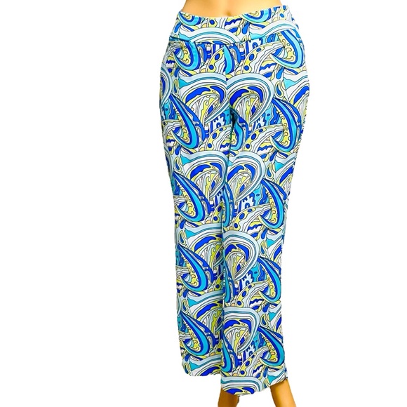 Lulu-B Resort Pants UPF 50+ Paisley Zip/Packet Pull On Straight Leg Sz S NWOT - Picture 1 of 13